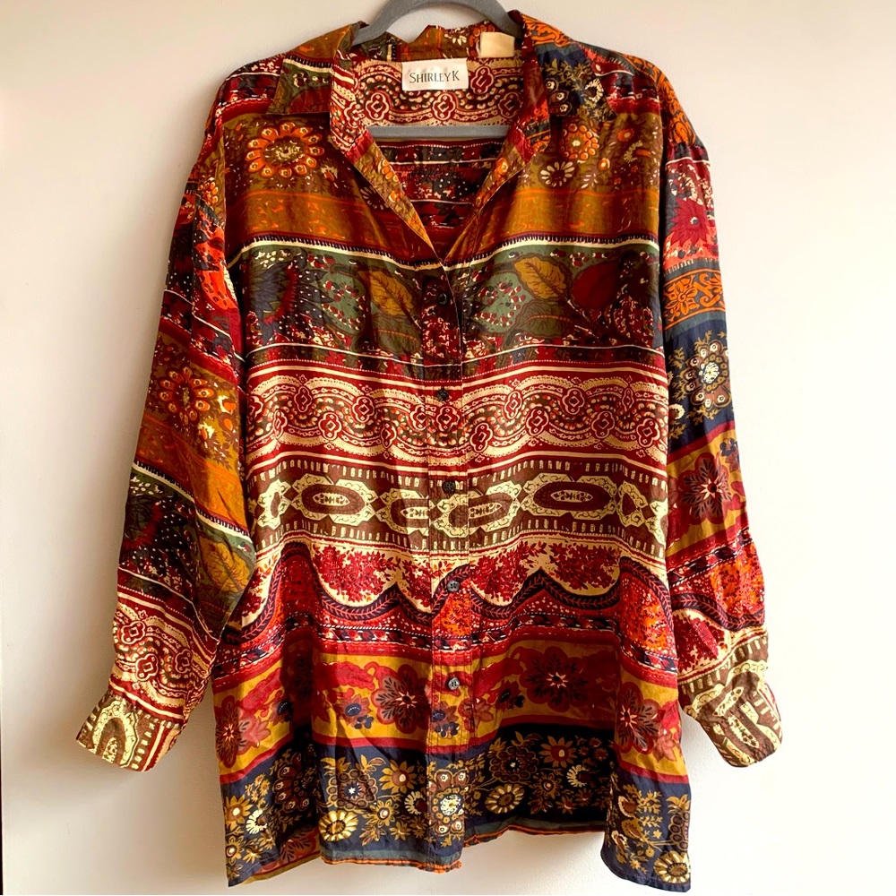 Vintage Silk Abstract Floral Blouse